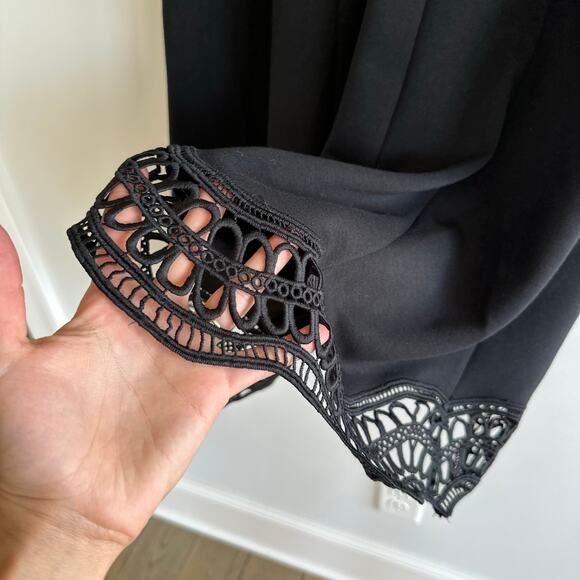 Elie Tahari Heidi Eyelet Hem 1/4 Zip Sleeveless Dress Black 10 - Picture 6 of 8